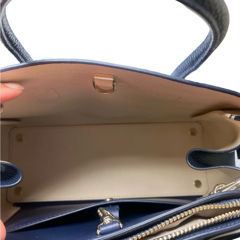 KATE SPADE Knott Canvas & Pebbled Leather Satchel - Blazer Blue color